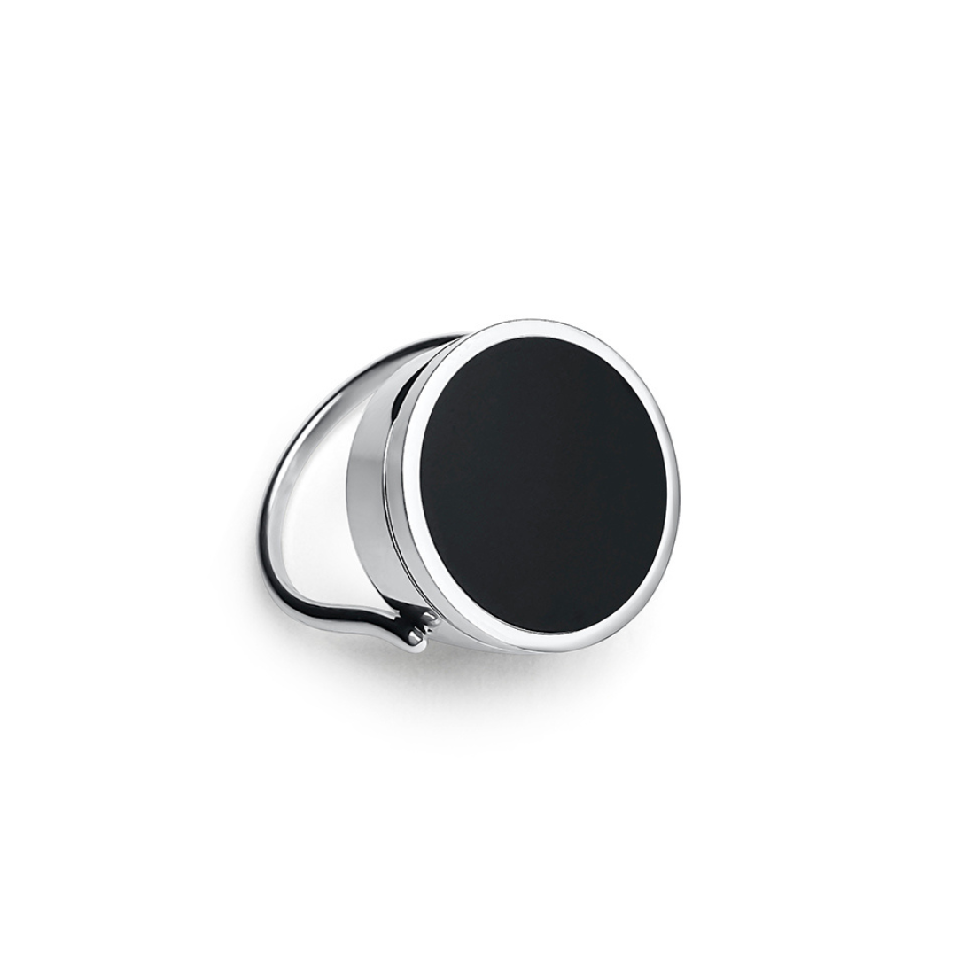 Onyx Glow Lip Balm Ring in Stainless Steel