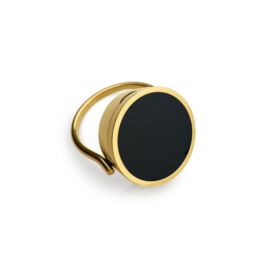 Onyx Glow Lip Balm Ring in Gold