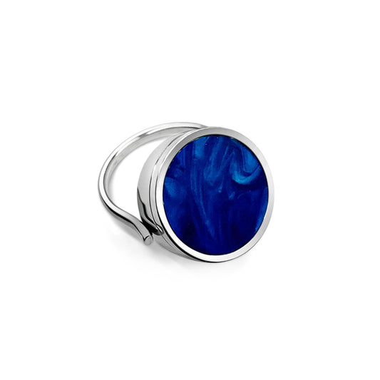 Sapphire Glow Lip Balm Ring in Stainless Steel