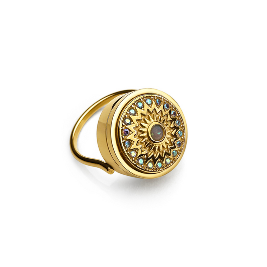 Opal Glow Lip Balm Ring in Gold