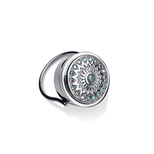 Opal Glow Lip Balm Ring in Stainless Steel