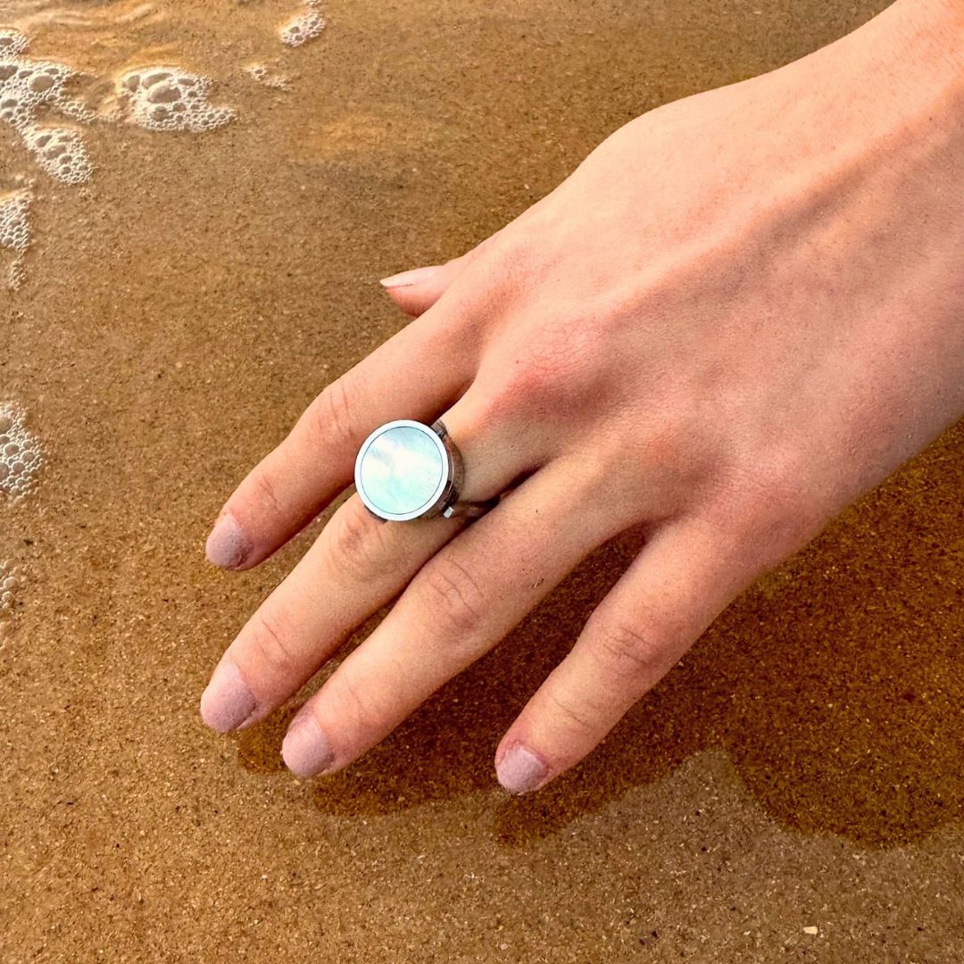 Aura Lip Balm Ring in Stainless Steel